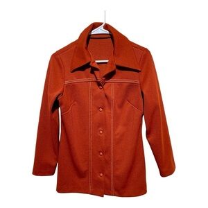 Women's Vintage Stitched Poly Button Down Jacket
